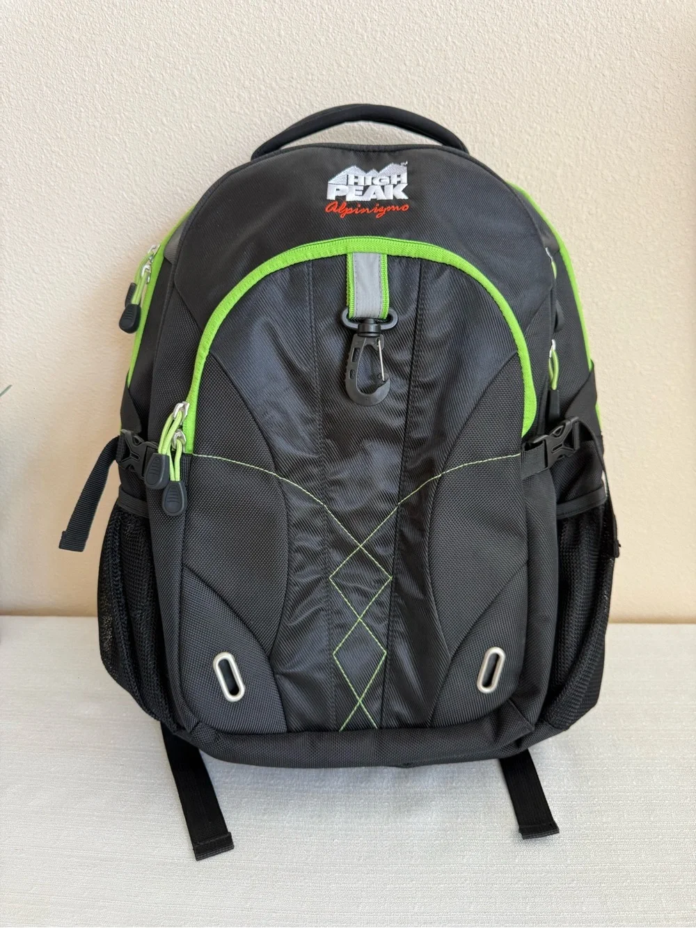 High Peak Black & Lime Green Backpack